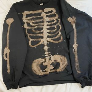Handmade Skeleton Bleach Dye Sweatshirt